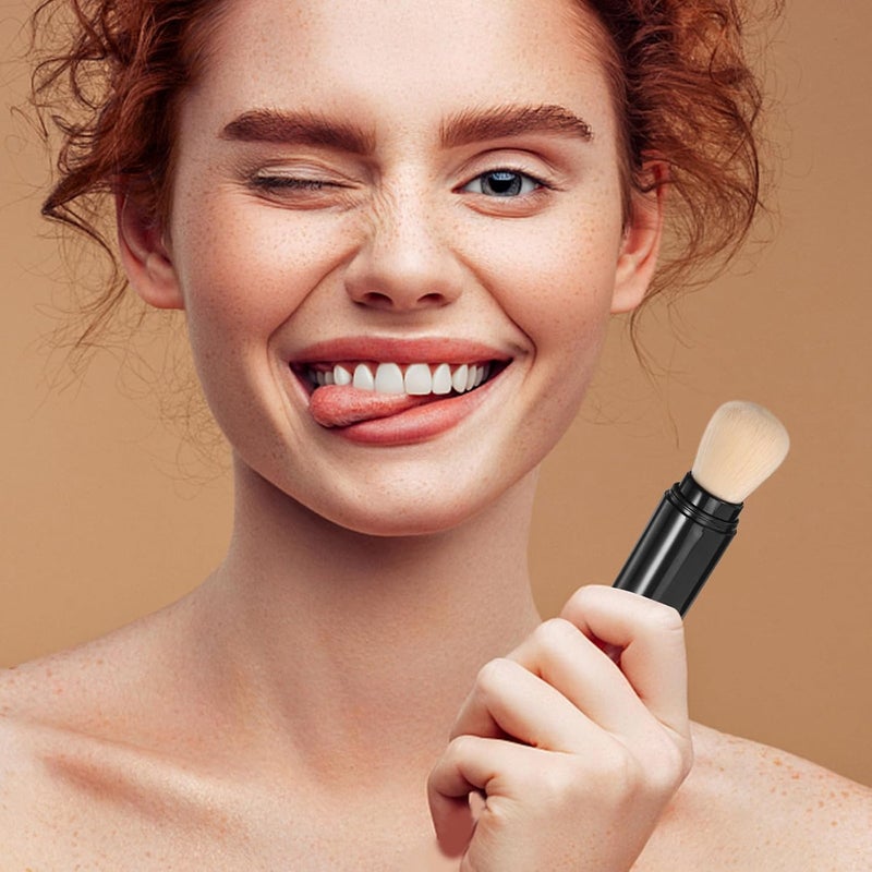 Healeved Portable Powder Blush Makeup Brush for Women, Beige Automatic Spray Facial Makeup Brush, Soft Synthetic Bristles for Travel and Daily Use - Image 4