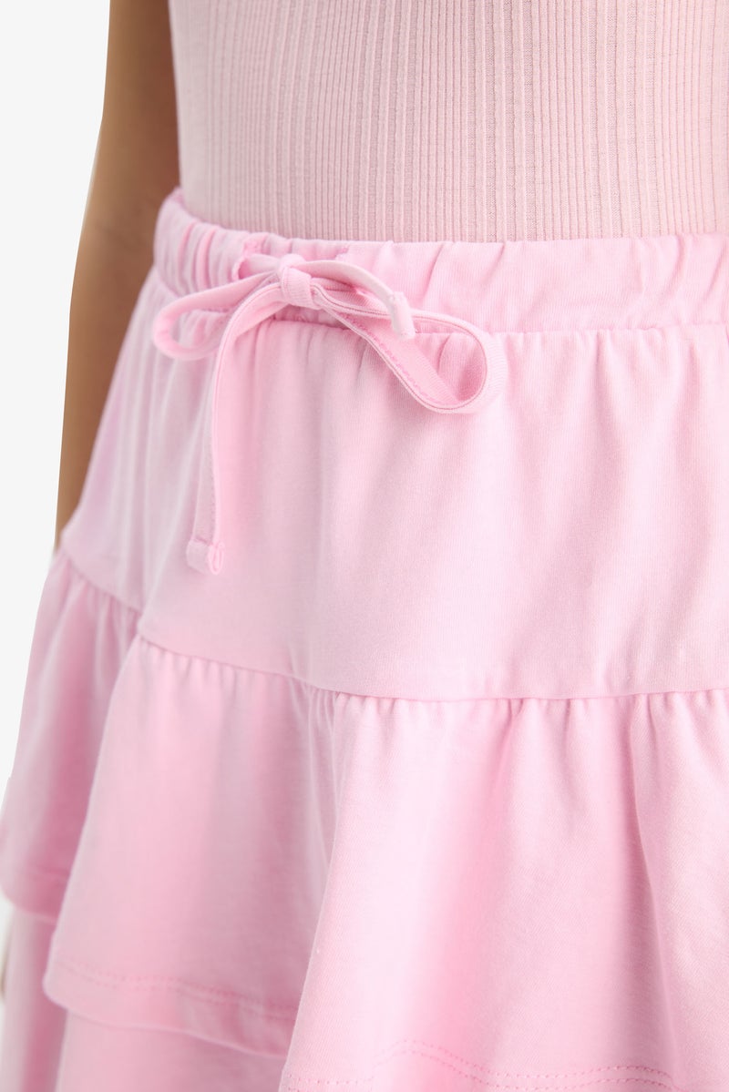 DeFacto Pink Girl Elastic Waist Cotton Skirt Casual - Image 5