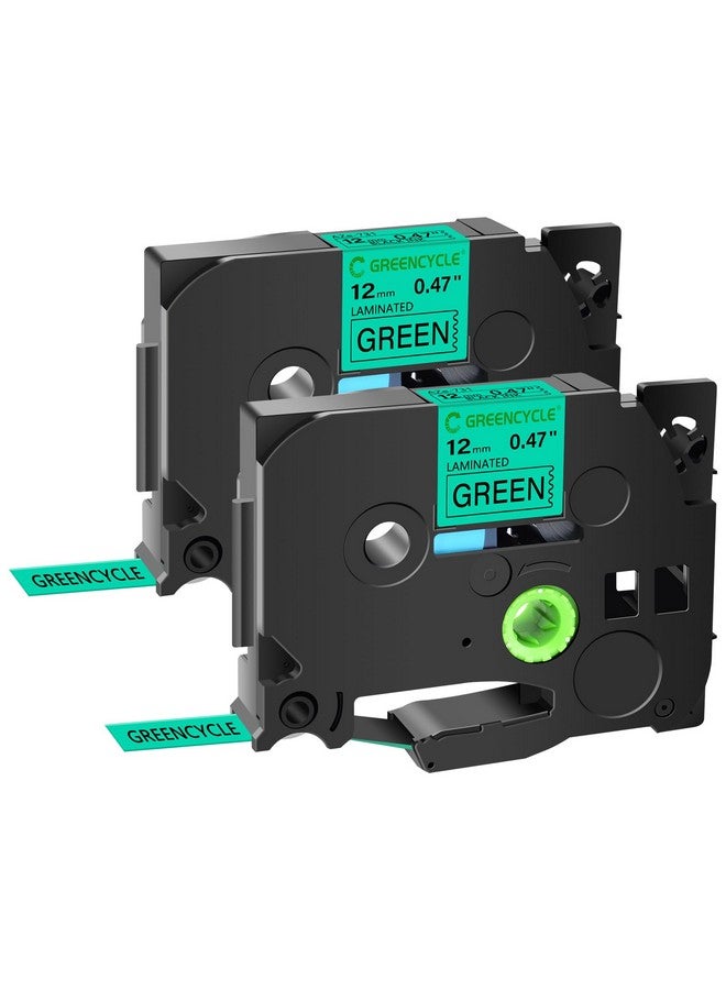 GREENCYCLE 2 Pack Replacement 1/2" AZE Tapes 12mm 0.47 Inch Black on Green Laminated Label Maker Tape Compatible for Ptouch AZe-731 TZ731 TZ-731 for PT-H100 D210 D600 H110 D400 D410 - Image 1