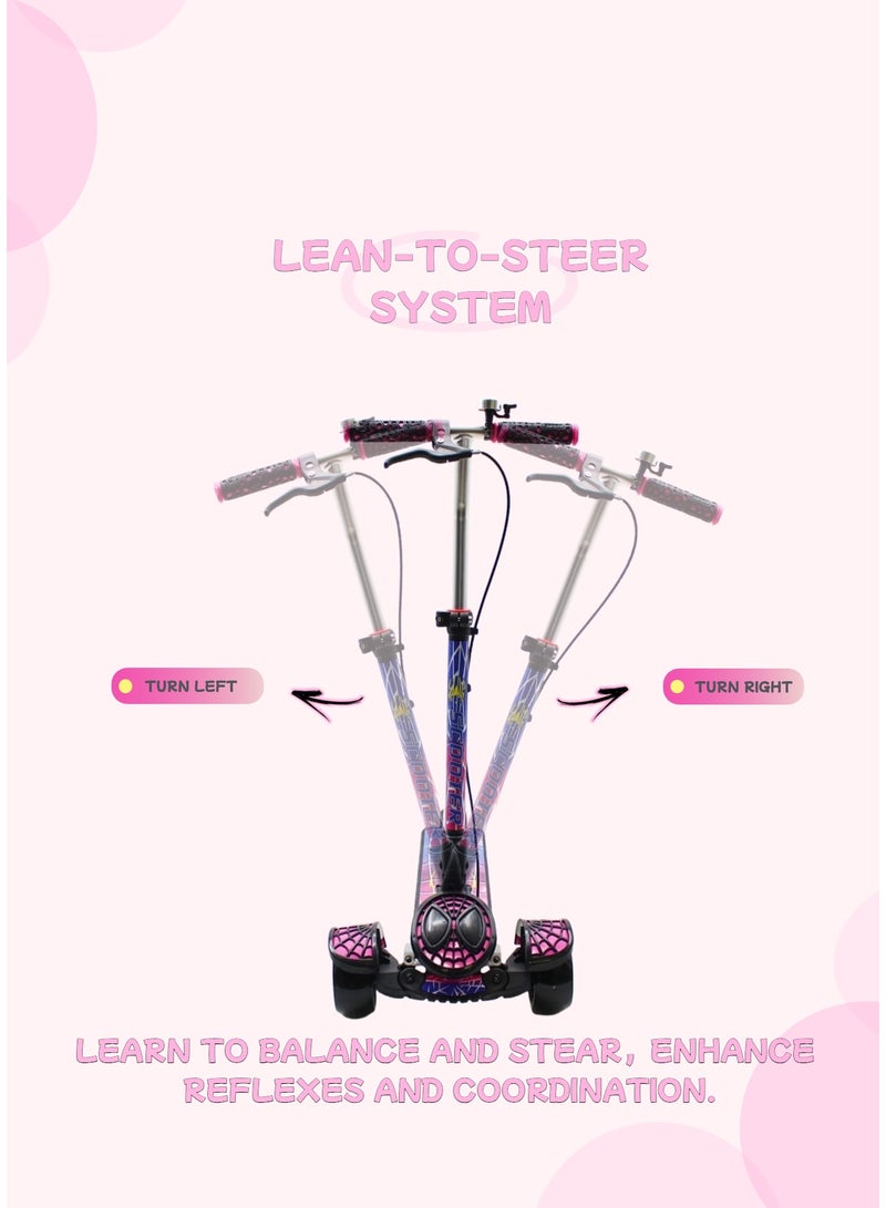 إيزي فيتشور سكوتر EASY FUTURE القابل للطي للأطفال بمقبض قابل لضبط الارتفاع، وعجلات LED من البولي يوريثان، وفرامل خلفية، وفرامل مقبض وموسيقى - مثالي للأعمار من 3 إلى 8 سنوات بما في ذلك مجموعة معدات الحماية - Image 4