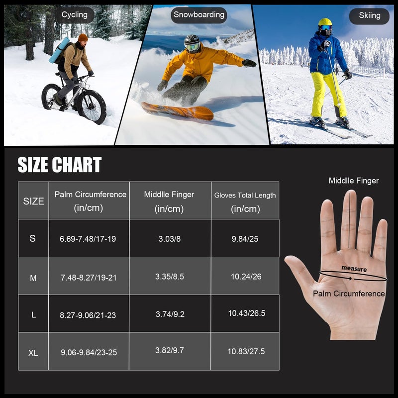 Bototack Winter Waterproof Ski Gloves Men Women, Windproof Thermal Touch Screen Snow Gloves, Warm Cold Weather Snowboard for Skiing Hiking Cycling Driving (Black, Medium) - Image 2