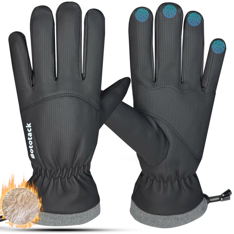 Bototack Winter Waterproof Ski Gloves Men Women, Windproof Thermal Touch Screen Snow Gloves, Warm Cold Weather Snowboard for Skiing Hiking Cycling Driving (Black, Medium) - Image 1
