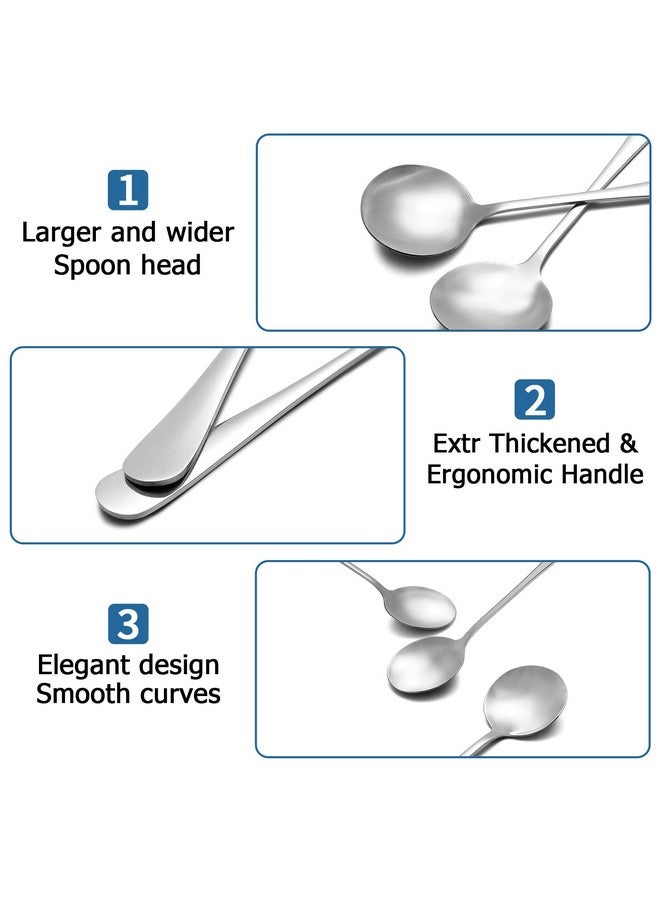 SZLFSX 20 Piece Soup Spoons, Round Stainless Steel Bouillon Spoons Round Spoons 6.7 inch - Image 2