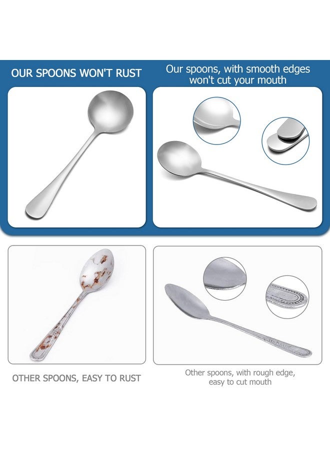 SZLFSX 20 Piece Soup Spoons, Round Stainless Steel Bouillon Spoons Round Spoons 6.7 inch - Image 4