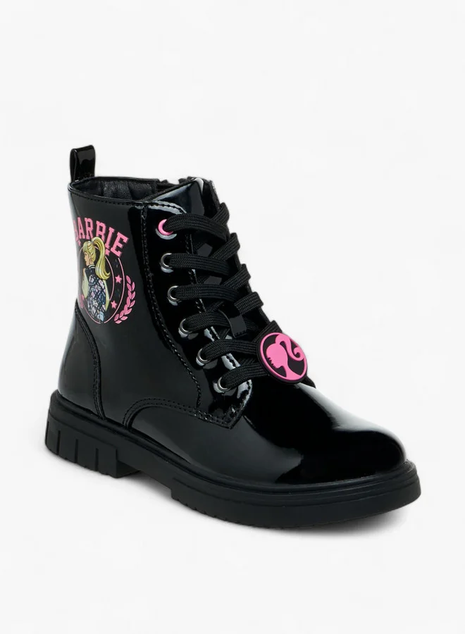 Barbie Printed Ankle Boots with Zip Closure