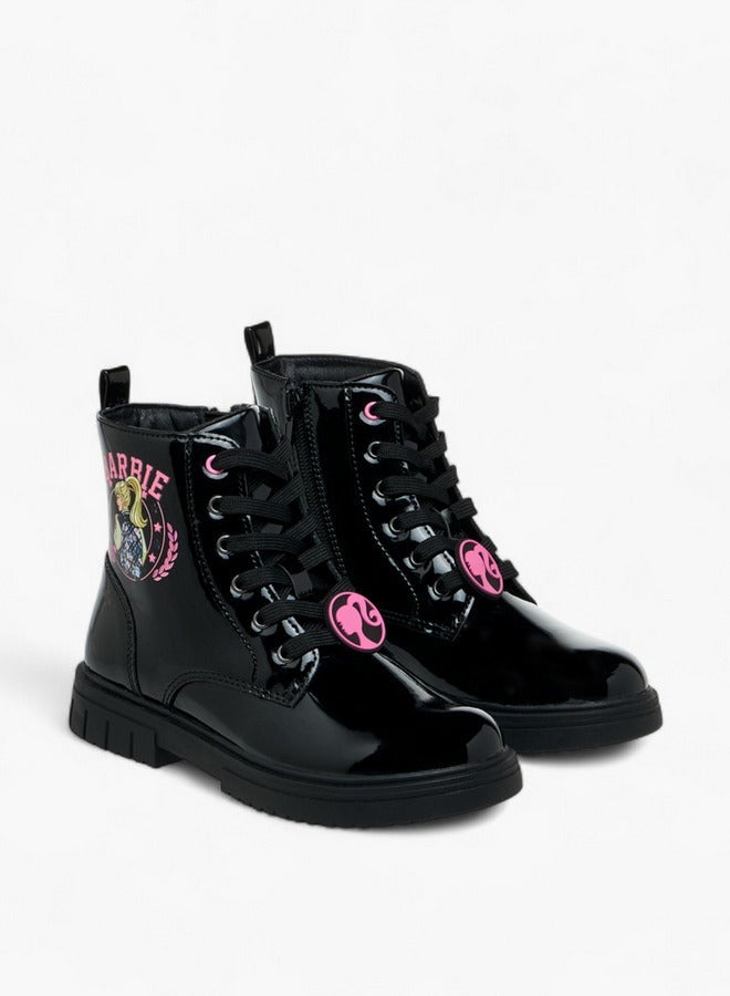 Barbie Printed Ankle Boots with Zip Closure - Image 3