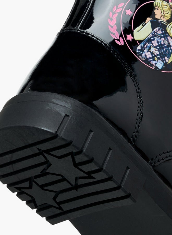 Barbie Printed Ankle Boots with Zip Closure - Image 4