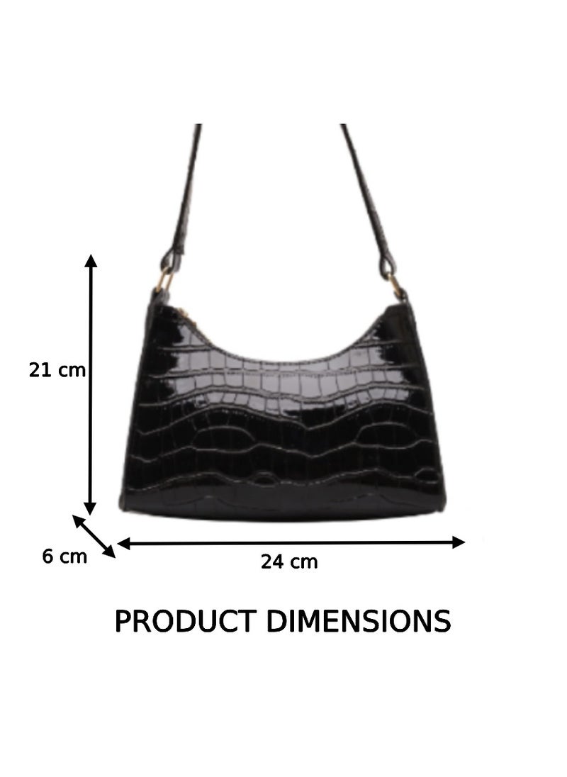 Soko Mesh Chic Black Textured Small Square Shoulder Bag: Stylish & Trendy Purse - Compact Fashion Accessory with Fixed Strap - Ideal for Women's Daily Adventures & Travel  - Image 2