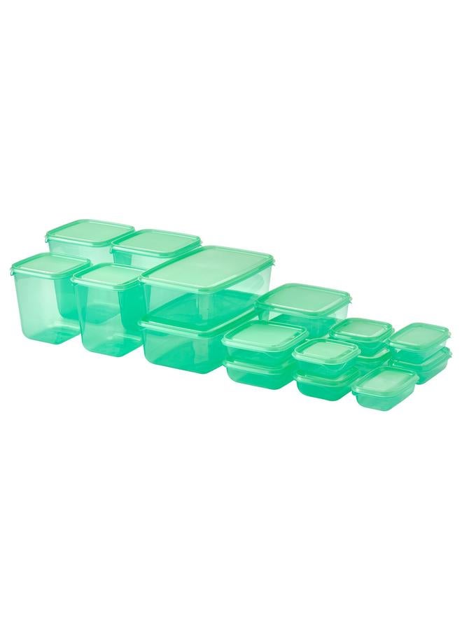 erorex Food Container With Lid, Set Of 17, Green - Image 1