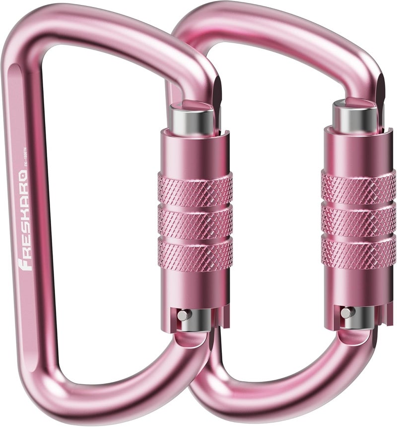 FresKaro 3inch 12kN-2698lbs Auto Locking Carabiner Clips, Solid D Shape, Heavy Duty 7075 Aluminum, Lightweight 1.09oz, Rust Proof, for Hammock, Hiking, Dog Leash, Keychain etc., Multi-Colors - Image 1