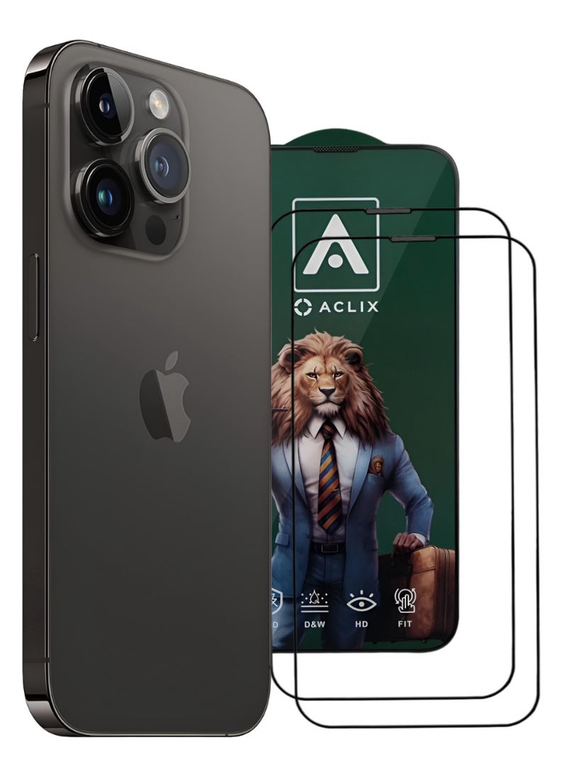 ACLIX 2 Pieces Antistatic ESD Dustproof Premium Quality High Definition Tempered Glass Screen Protector Designed For  iPhone 14 Pro - Image 1