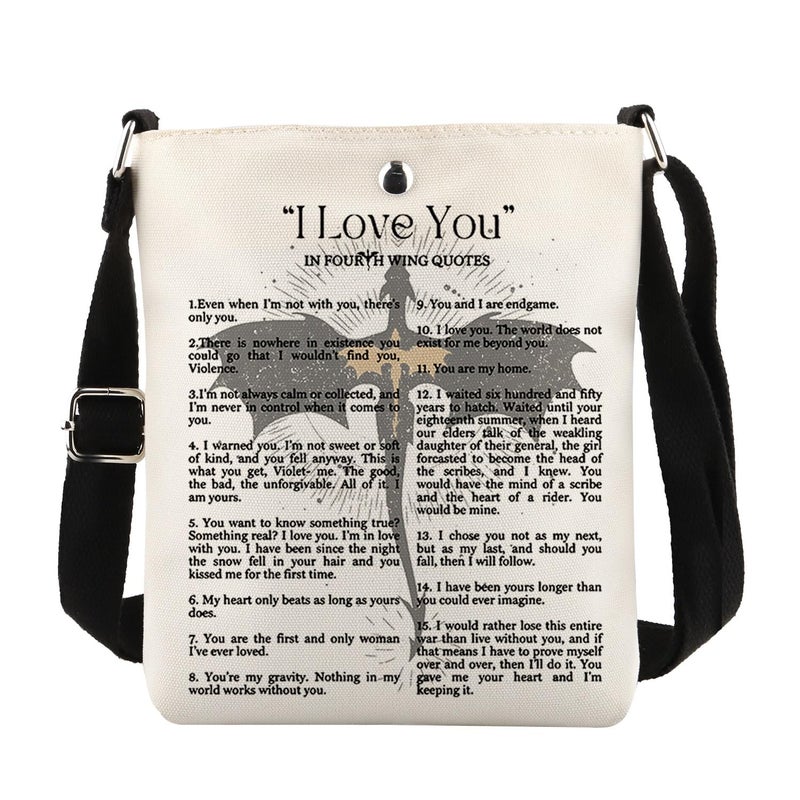 MAOFAED Literary Inspired Gift, Fantasy Dragon Crossbody Bag for Book Lover, Bookish Merchandise, Reader Gifts, Librarian Gifts - Image 1