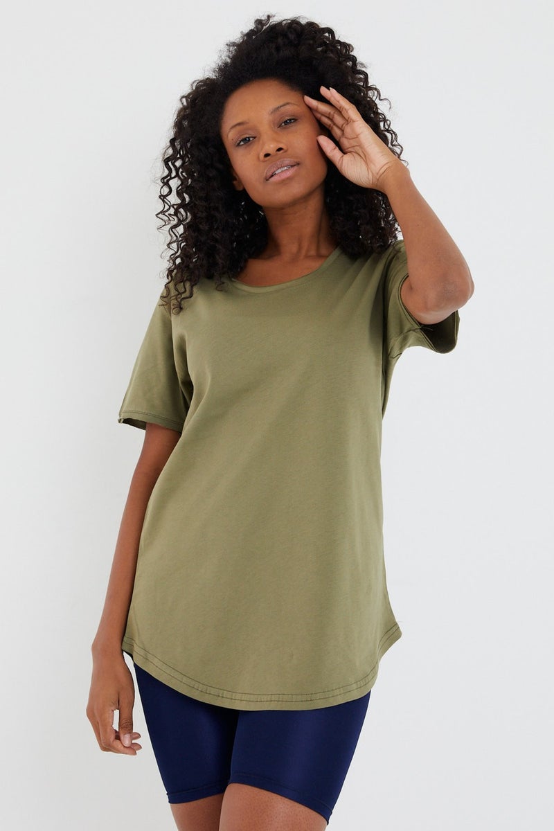 Cool Tarz Cool Style Style Cool Women Khaki Dirty Collar Loose T-SHIRT-XKTCPS001R19S  - Image 1
