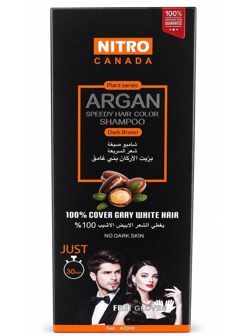 NITRO CANADA Argan Speedy Hair Color Shampoo - Dark Brown - Image 1