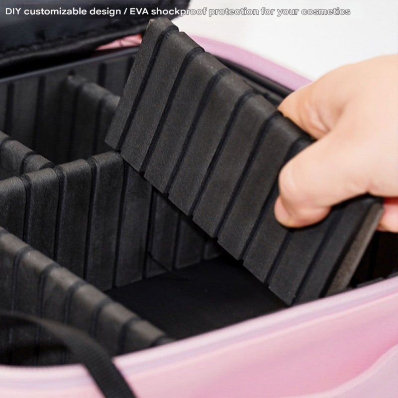 LED cosmetic bag with mirror, large-capacity cosmetic storage box, desktop cosmetic case for travel and business travel (three-color dimming) - Image 2