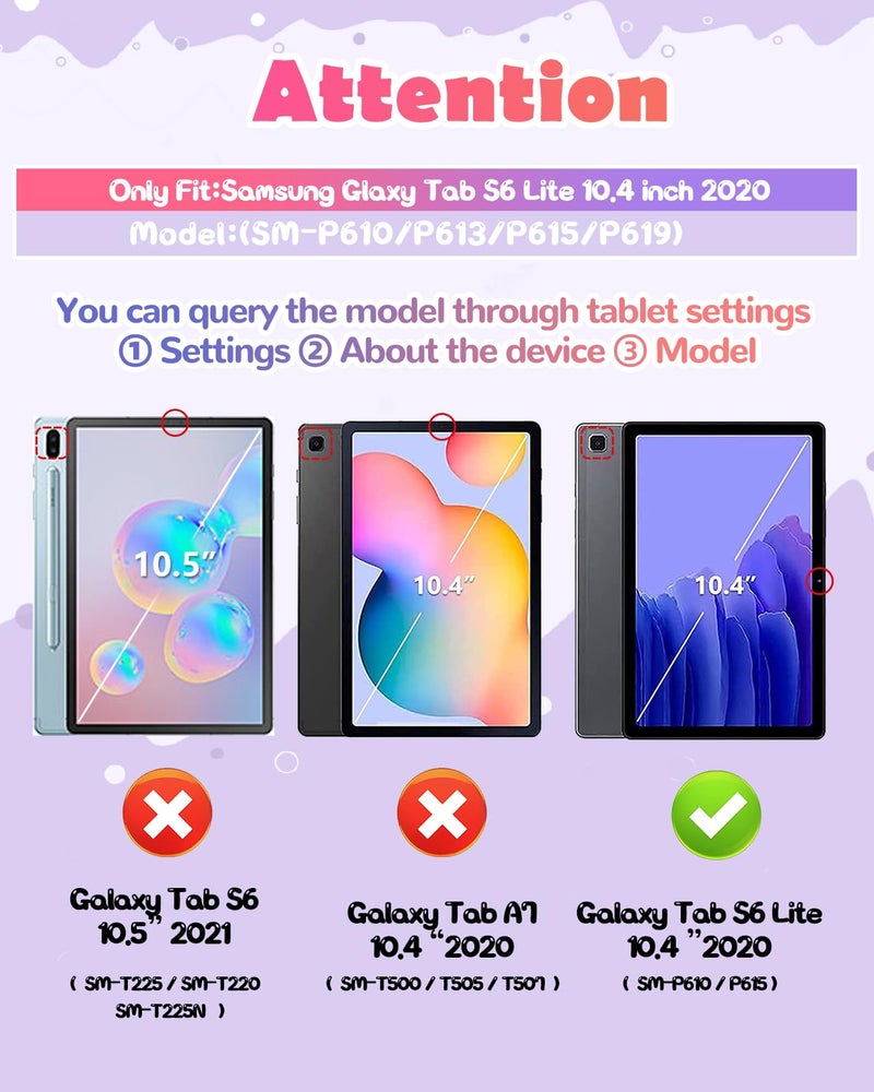 Wazzasoft for Samsung Galaxy Tab S6 Lite 10.4” Case Girls Cute Cat Kawaii Cover Girly 3D Cartoon Women Kitten with Rotating Handle Stand & Strap Soft Silicon Funda for Samsung S6 Lite Tablet Cases - Image 2