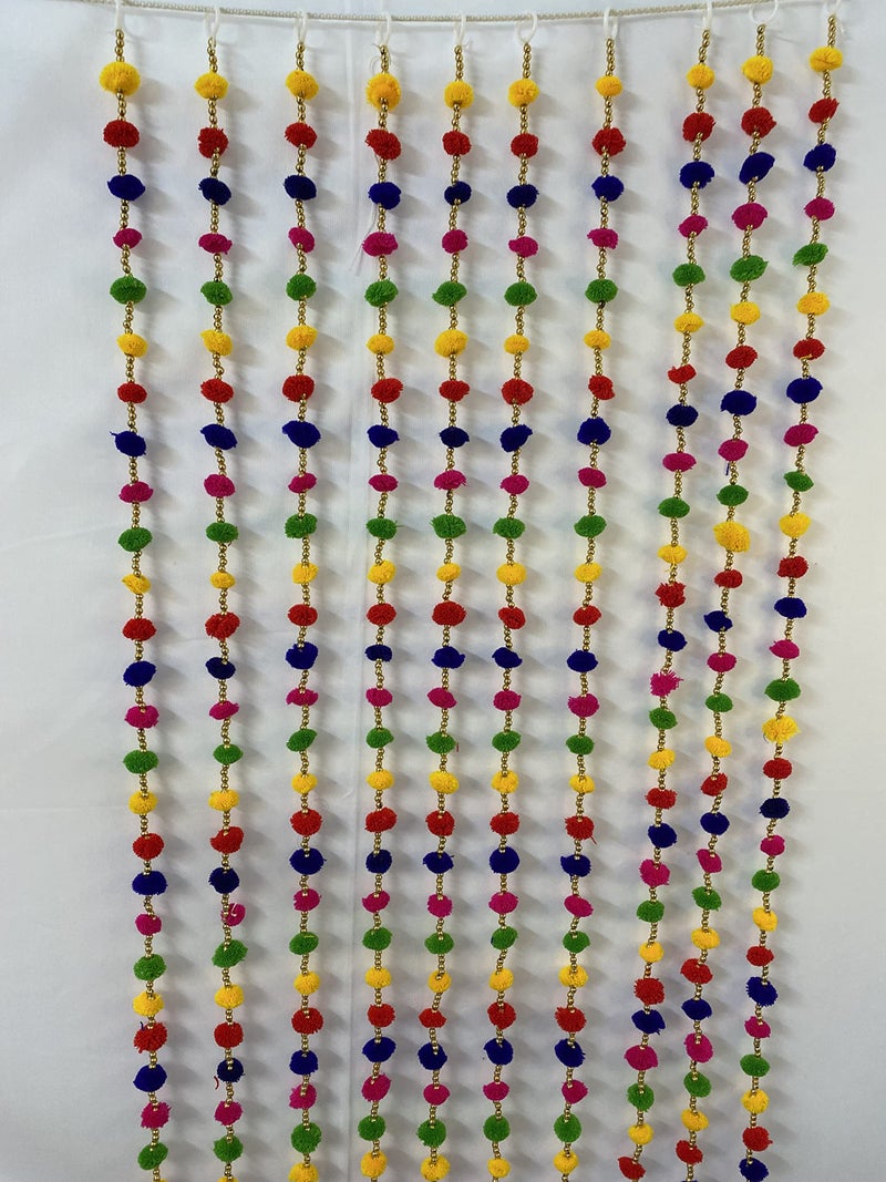 Magpie Collections Handmade Multicolor Strings Pom Pom for Door,Wall Hanging Bandhanwar Garland for Decoration Diwali Festival,Navratri,Wedding (3 FT,10 Strings) - Image 5