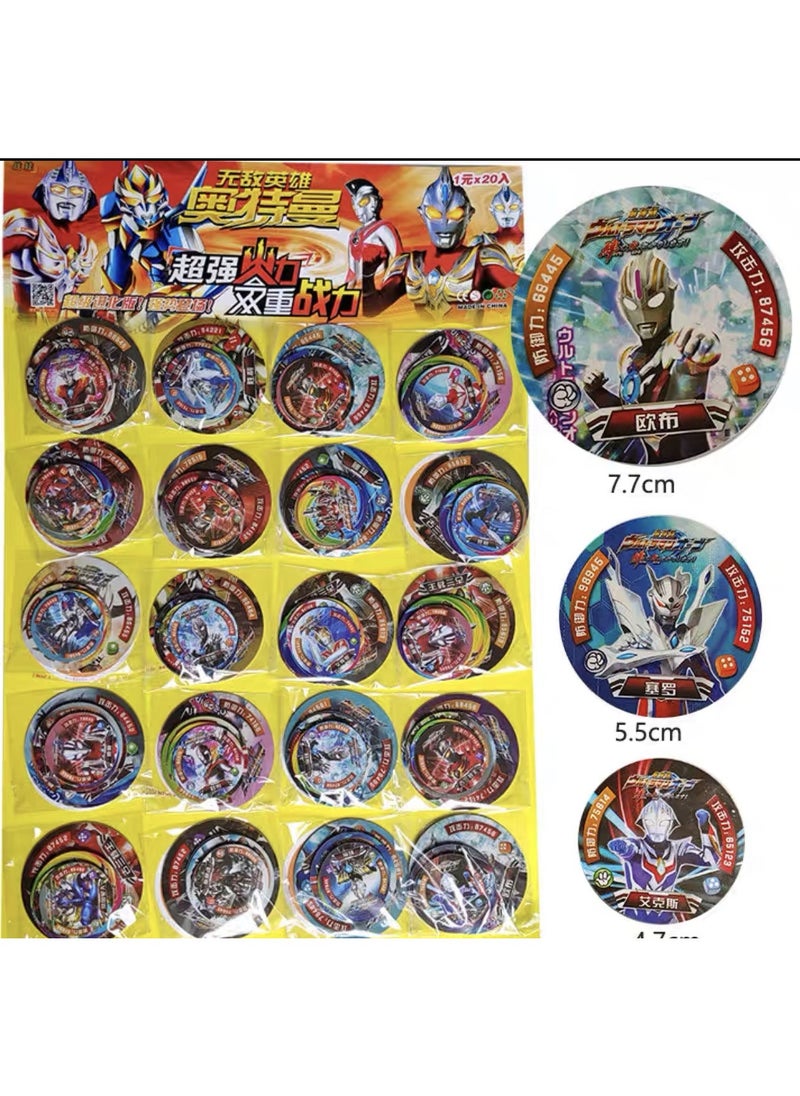 Generic - Ultraman Round Cards Waterproof Thickened Childrens Toy Set Altman round card large, medium and small 100 - Image 1