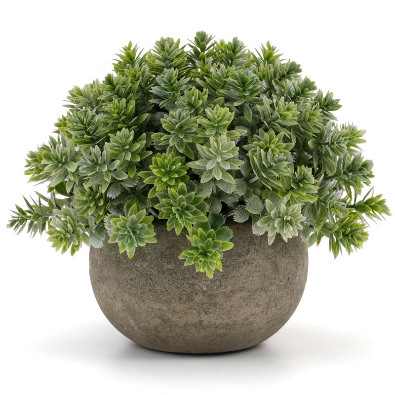 Gresorth 4.72 Inch Small Artificial Potted Plant Decoration in Pulp Pots Fake Greenery Topiaries Model Realistic Vivid Bonsai Display for Home Table Photography Prop - 1 PCS - Image 1
