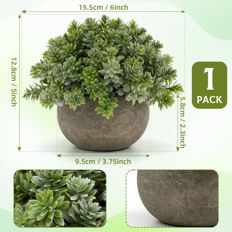 Gresorth 4.72 Inch Small Artificial Potted Plant Decoration in Pulp Pots Fake Greenery Topiaries Model Realistic Vivid Bonsai Display for Home Table Photography Prop - 1 PCS - Image 2