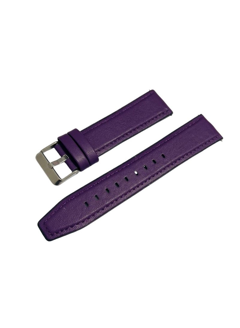 22mm Quick Release Premium Leather Replacement Band Hybrid Silicone Replacement Strap for Men Women for Huawei GT4 46 - GT3 46 - GT2 Pro -GT3 Pro- (Purple) - Image 3