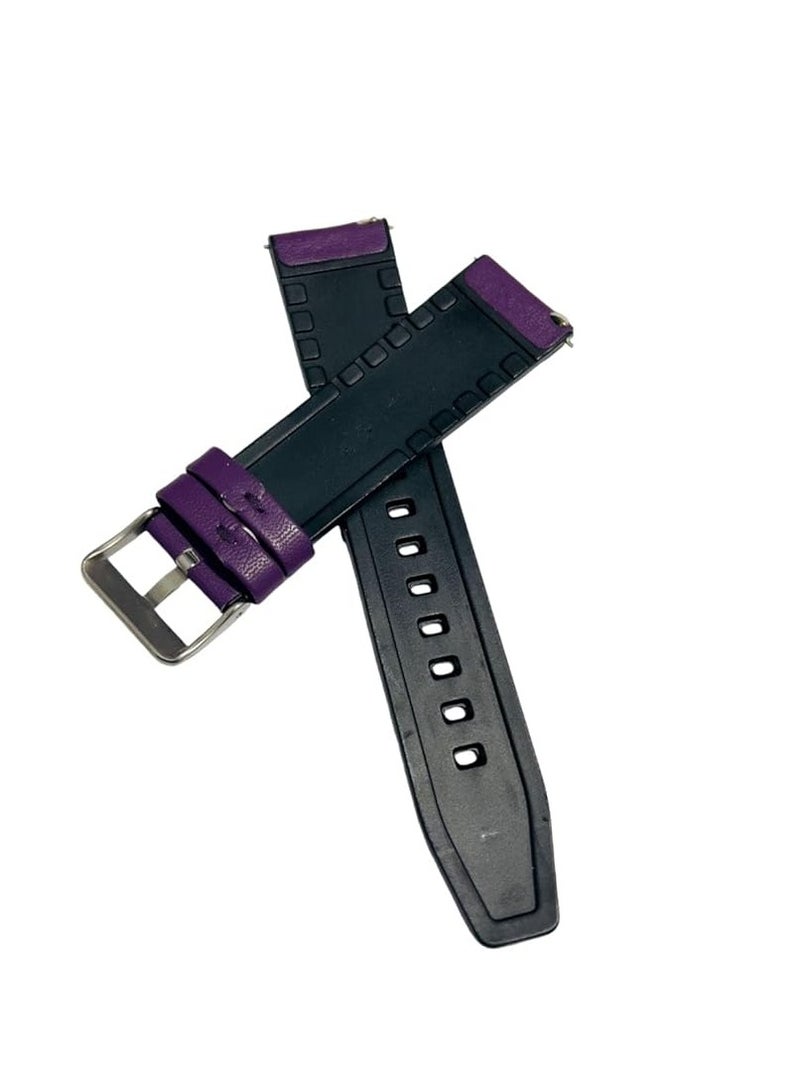 22mm Quick Release Premium Leather Replacement Band Hybrid Silicone Replacement Strap for Men Women for Huawei GT4 46 - GT3 46 - GT2 Pro -GT3 Pro- (Purple) - Image 2