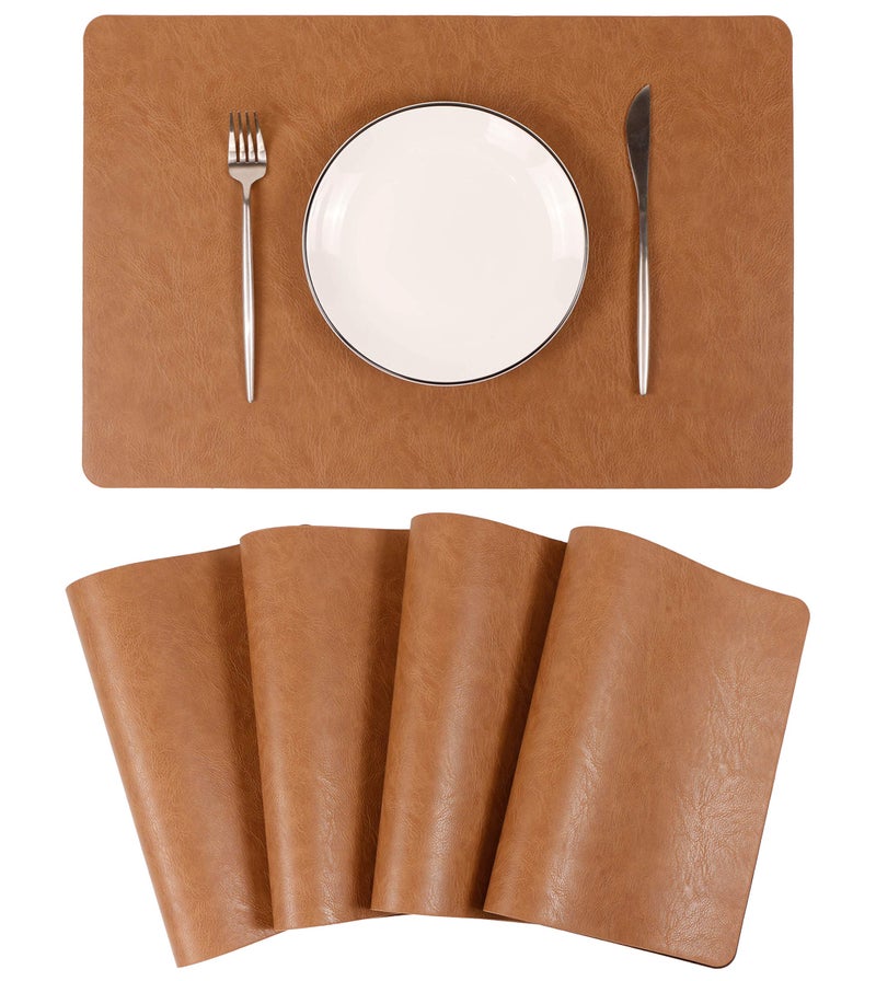 Faux Leather Placemats PU Table Mats Waterproof Stain Resistant Heat Resistant NonSlip Easy to Clean for Kitchen Dining TableConference Table