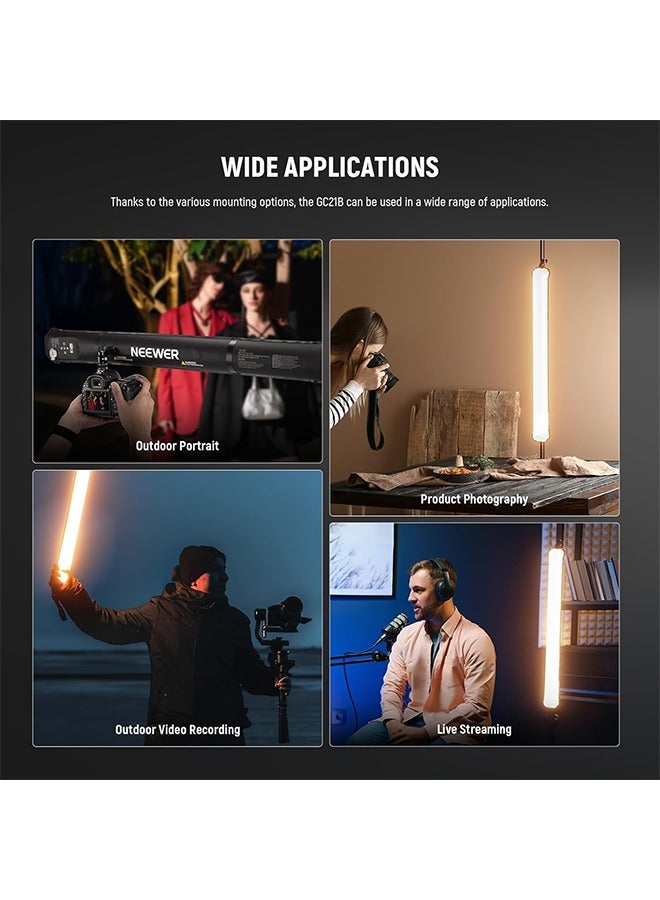 NEEWER Basic 21W Handheld LED Fill Light 35.5/90cm, Bi Color Portable Inflatable TPU Video Lighting, 2700-6500K 1300Lux 12 Effects CRI95 2500mAh Battery, for Studio Photography Video Recording, GC21B - Image 2