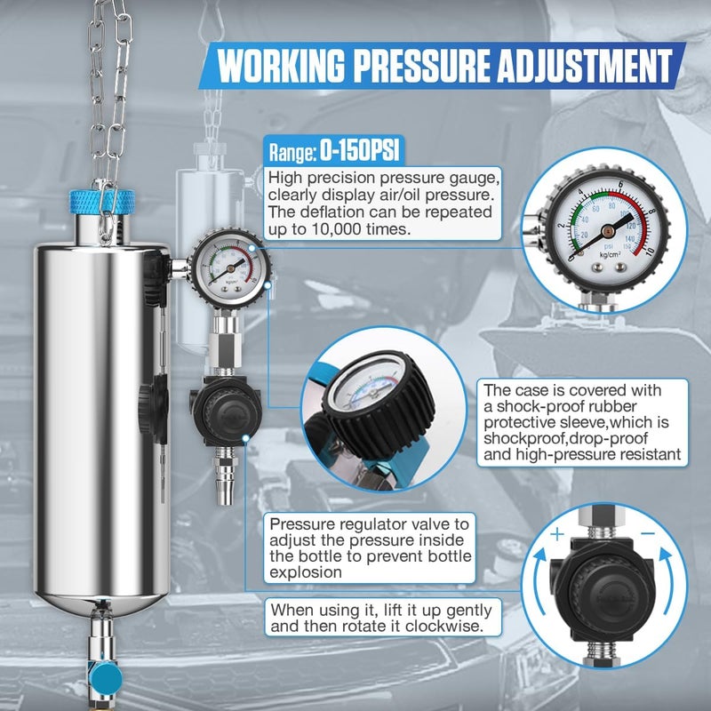 DUOYI طقم منظف حقن الوقود 1000 مل 150 PSI مختبر ومنظف حقن الوقود بدون تفكيك أداة تنظيف صمام الخانق وأنبوب العادم TWC ومانيفولد السحب مع 40 قطعة ملحقات لجميع سيارات البنزين - Image 5