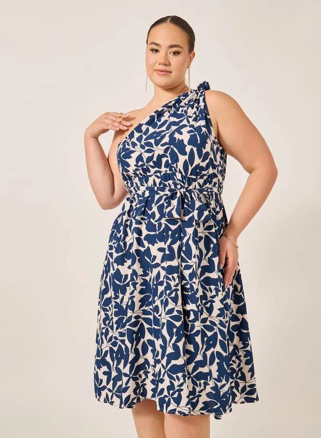 Styli Floral One-Shoulder Dress