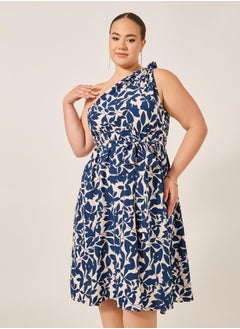 Styli Plus Size Floral Print One Shoulder A-Line Midi Dress  - Image 3