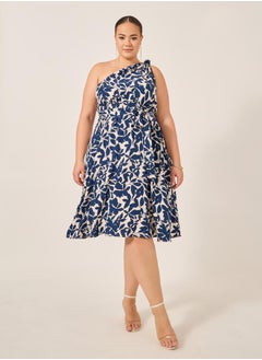 Styli Plus Size Floral Print One Shoulder A-Line Midi Dress  - Image 2