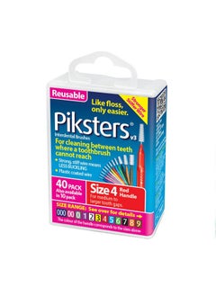Piksters Piksters Interdental Brushes, 40 pk, Size 4, Interdental Tooth Brush for Medium Gaps, Gum Soft Bristles for Plaque Removal, Safe for Braces  - Image 1