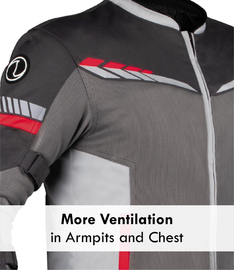 Rynox Air GT 4 Jacket - CE Certified Class A | Motorcycle Riding Jacket | Impact Protection | Abrasion Resistance - Grey Red, Medium - Image 4