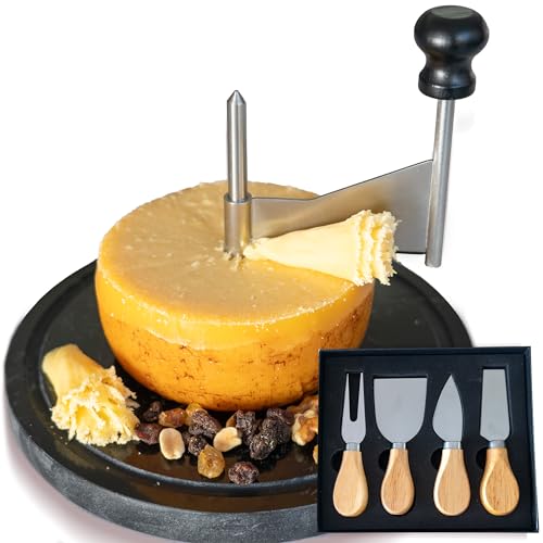 Drovier Cheese Curler Marble and steel + Cheese Knife Set - Cheese Shaver - Cheese Wheel Curler - Girolle Cheese Shaver - Tete de Moine Cheese Curler- Girolle - Spiral Cheese Shaver - Cheese flower Cutter - Image 3
