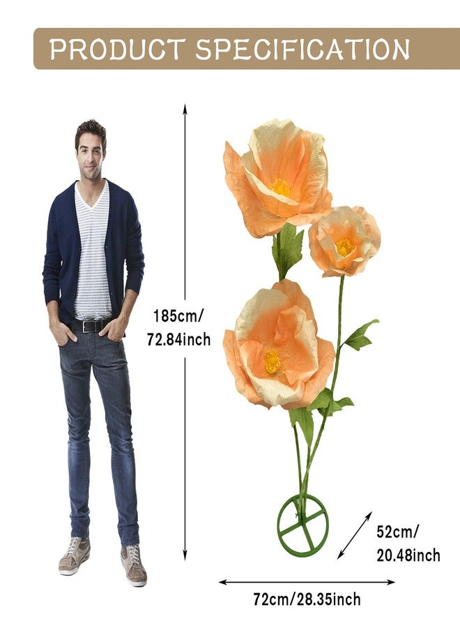 asdfg 3PCS Giant Fake Artificial Flowers Indoor Decoracion Set - 80 Inchs Adjustable Waterproof 3D Paper Faux Large Flowers Outdoor Decor, Big Flower for Home Wedding Party Garden Hotel Office Backdrop - Image 3
