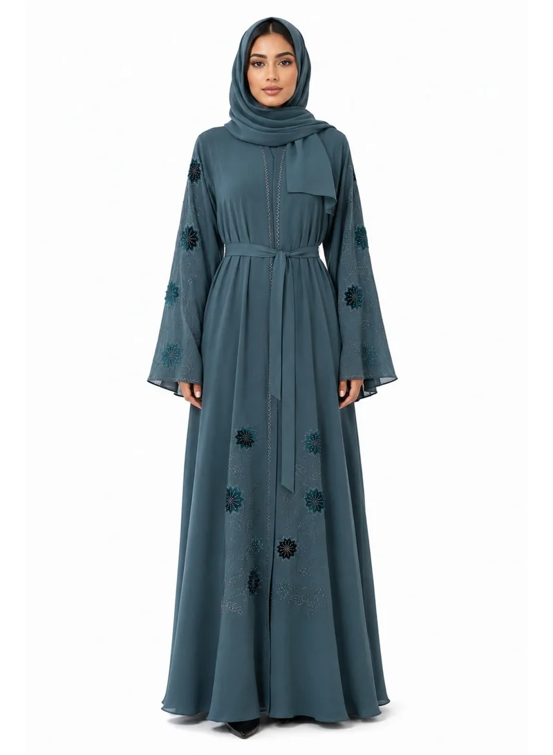 عباءات ريم Embellished Abaya with Matching Sheila