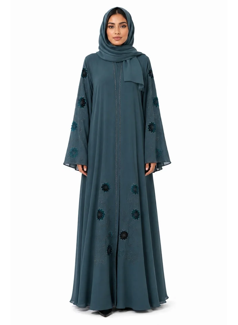 عباءات ريم Embellished Abaya with Matching Sheila