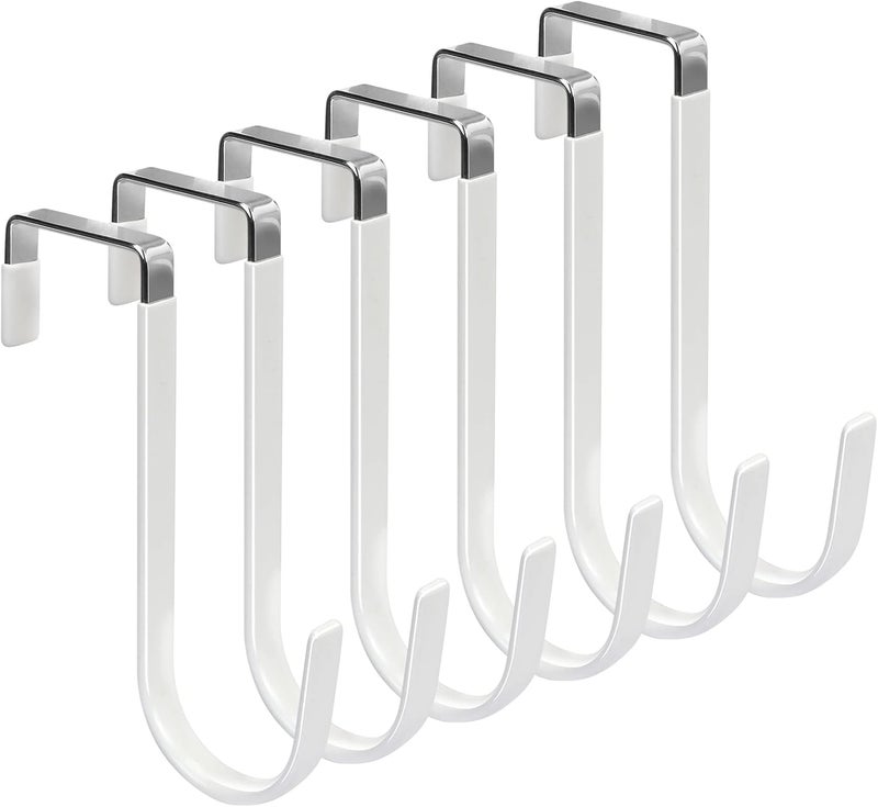 FYY 6PCS Over The Door Hooks - Heavy Duty Organizer Hooks for Clothes, Towels, Hats, Coats, Bags - White - Image 1