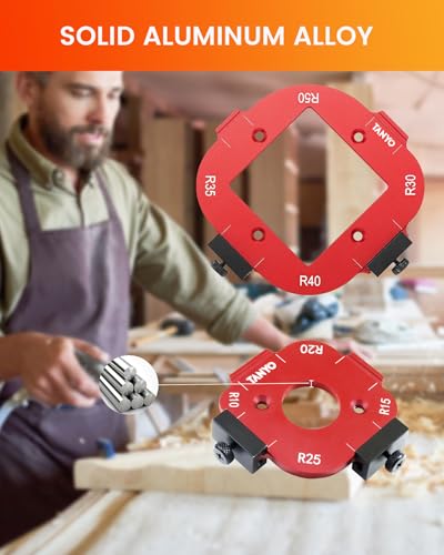 TANYO Router Corner Radius Template, Plastic Box Router Jig with 8 Radius, Aluminum Alloy Router Templates for Woodworking R10/R15/R20/R25/ R30/R35/R40/R50 - Image 4