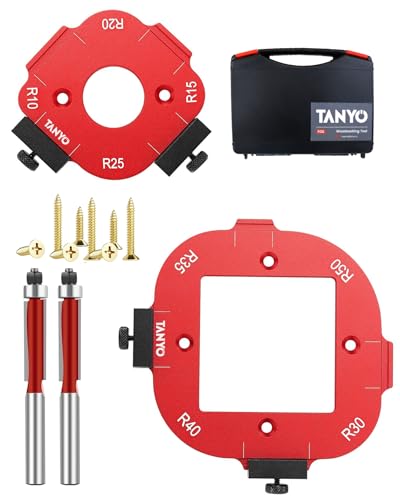 TANYO Router Corner Radius Template, Plastic Box Router Jig with 8 Radius, Aluminum Alloy Router Templates for Woodworking R10/R15/R20/R25/ R30/R35/R40/R50 - Image 1