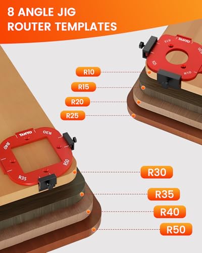 TANYO Router Corner Radius Template, Plastic Box Router Jig with 8 Radius, Aluminum Alloy Router Templates for Woodworking R10/R15/R20/R25/ R30/R35/R40/R50 - Image 3