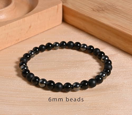 Gracayfr Black Tourmaline Bracelet Empath Protection Obsidian Onyx Triple Natural Stone Healing Crystals Spiritual Gemstone Stretch Bead Hematite - Image 2