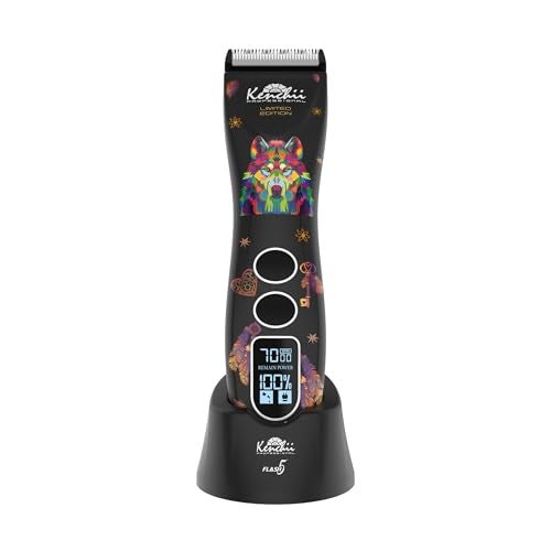 Kenchii Flash 5 Professional Dog Grooming Clippers Cordless 5Speed Pet Hair Trimmer for Thick Coats Matted Fur Quiet Heavy Duty Clipper 5in1 Adjustable Blade LCD Display USBC Wolf Edition - Image 1