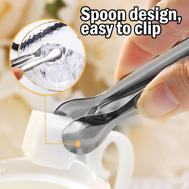 ddseexhe 12PCS Mini Serving Tongs,Stainless Steel Small Appetizer Tongs,4.3Inch Ice Tongs Sugar Tongs Mini Tongs for Appetizers Desserts Ice Bucket,Tea Party,Coffee Bar (Gold) - Image 4