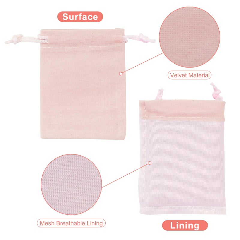 G2PLUS Pink Velvet Jewelry Pouches, 20PCS Small Velvet Gift Bags with Drawstring, Christmas Gift Bags for Wedding Favors, Candy Bags, Party Favors (2.75''x3.54'') - Image 3