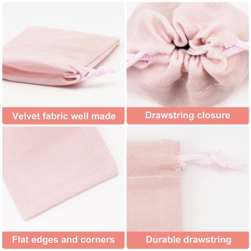 G2PLUS Pink Velvet Jewelry Pouches, 20PCS Small Velvet Gift Bags with Drawstring, Christmas Gift Bags for Wedding Favors, Candy Bags, Party Favors (2.75''x3.54'') - Image 4
