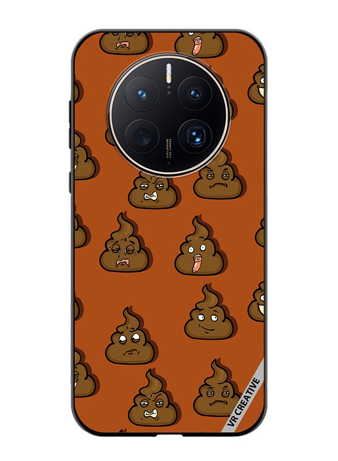 VR CREATIVE Protective Case Cover For Huawei Mate 50 Pro Brown Shit Emoticons Design Multicolour - Image 1