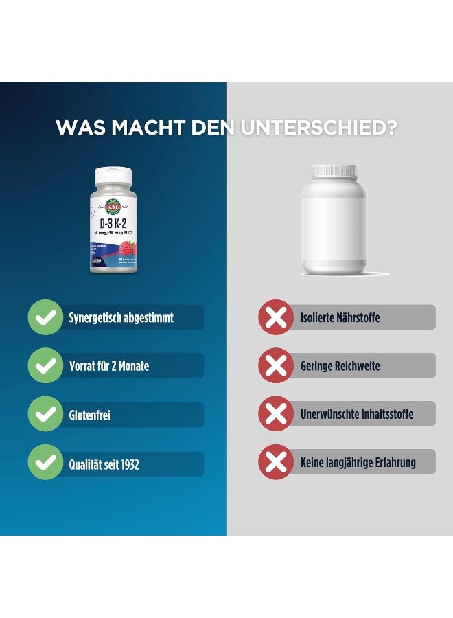 KAL D-3 K-2 Raspberry Tablets for Adults - 60 Count - Image 4