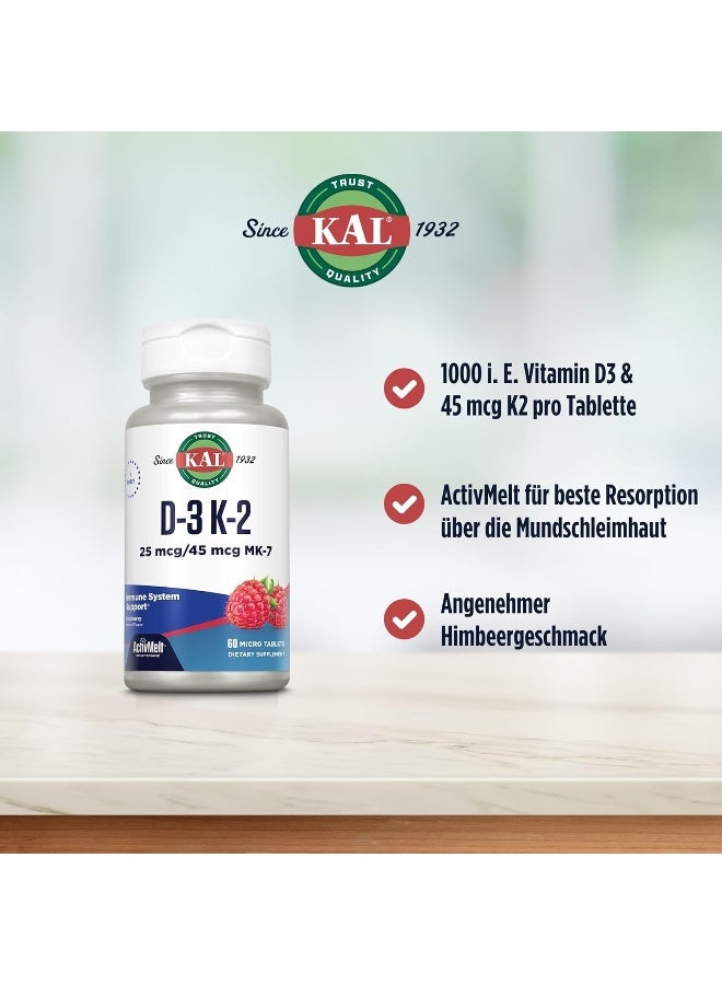 KAL D-3 K-2 Raspberry Tablets for Adults - 60 Count - Image 3
